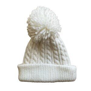 Baby Cable Knit Pom Pom Beanie Winter Hat 12-24M White Laura Ashley Cute Warm